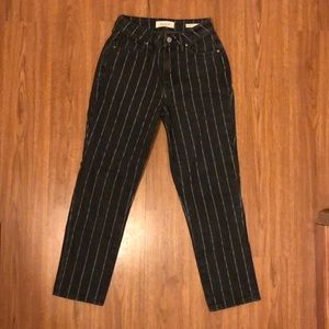 black and white striped mom jeans